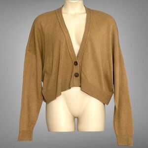 BP Nordstrom Womens Sweater 4X Tan Dale Short Button Front Cardigan Classic Prep